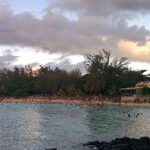 Beautiful view of one of the beaches in Mauritius from a coastal town known as Grand Baie.