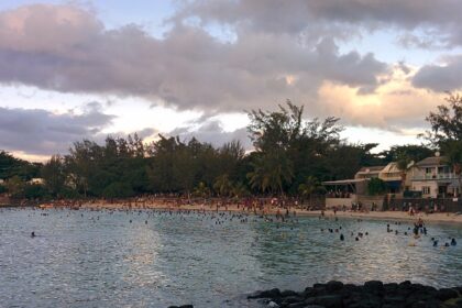 Beautiful view of one of the beaches in Mauritius from a coastal town known as Grand Baie.