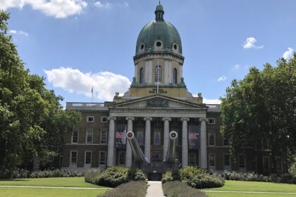 An image of the Imperial War Museum building showcasing its unique architecture.