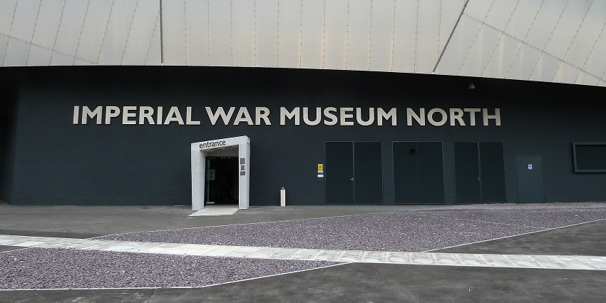 An image of the entrance of the Imperial War Museum North, a great place to explore.