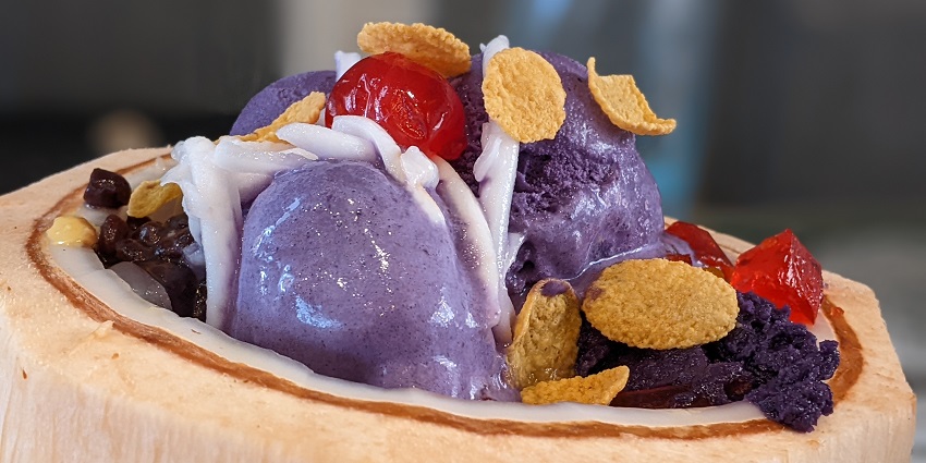 Indulge in the refreshing Halo-Halo dessert at the Aristocrat restaurant
