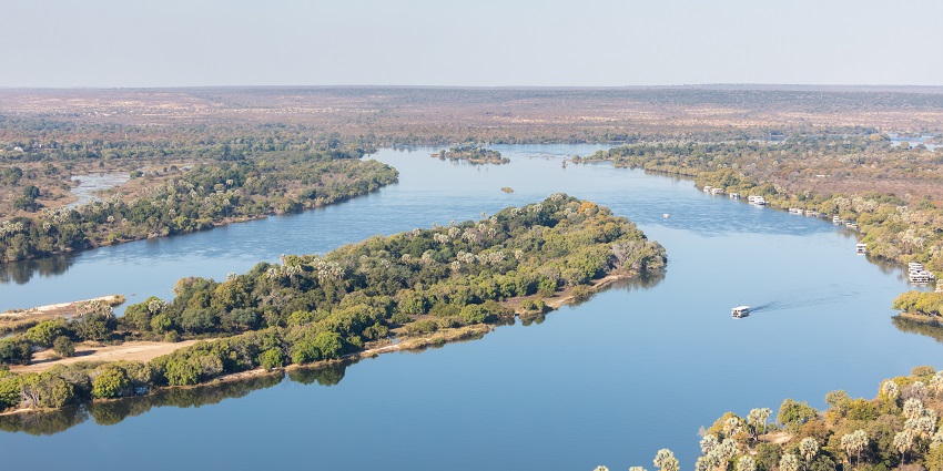 The geographical view of the Itezhi-Tezhi Dam of the Kafue Flats located in Zambia