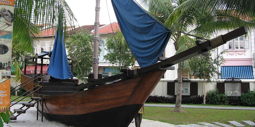 A traditional sailboat at an exhibition at the Malay Heritage Centre in Kampong Glam.