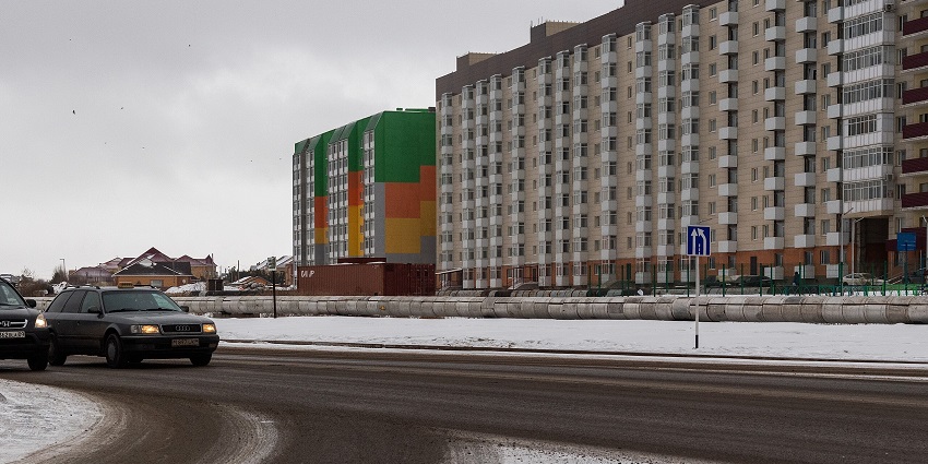 View of Karaganda which is an industrial hub with historical Soviet-era architecture.