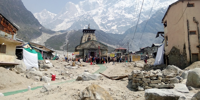 Kedarnath Temple is a sacred Hindu shrine with stunning Himalayan mountain backdrop.
