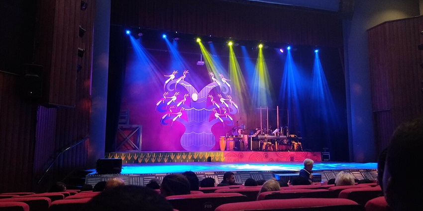 People watching the colourful tinga tales show at the Kenya National Theatre.