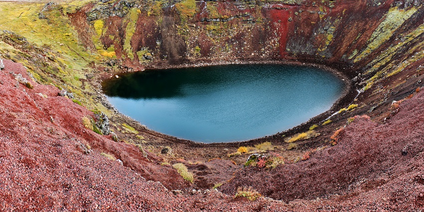 Image of a panoramic view of Kerið, one of the places near Secret Lagoon Hot Spring.