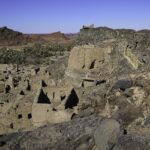 Picturesque view of Khyber Fort is surrounded by volcanic fields and oases