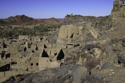 Picturesque view of Khyber Fort is surrounded by volcanic fields and oases