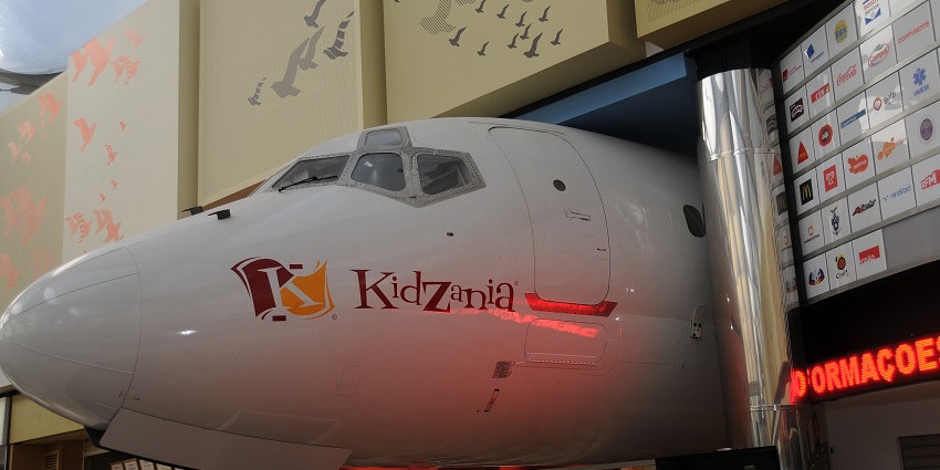 An image of a KidZania plane, part of the role-playing activities at KidZania London, one of the famous theme parks in London.