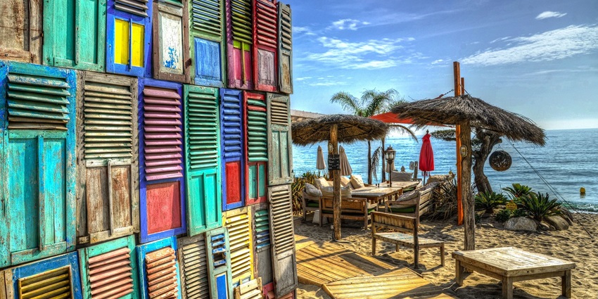 Sandy Beach bar with waves , displaying Dar es salaam nightlife.