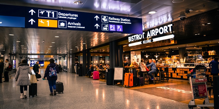 A view of Kolkata's domestic terminal with a lineup for departure.