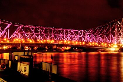 Kolkata travel guide showcases the iconic landmark Howrah Bridge.