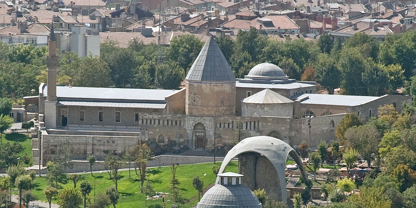 The scenic views from the Seljuk tower of Konya, known for Rumi's legacy and Whirling Dervishes.