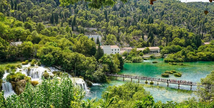 An image of the breathtaking Krka National Park activities, showcasing its waterfalls.