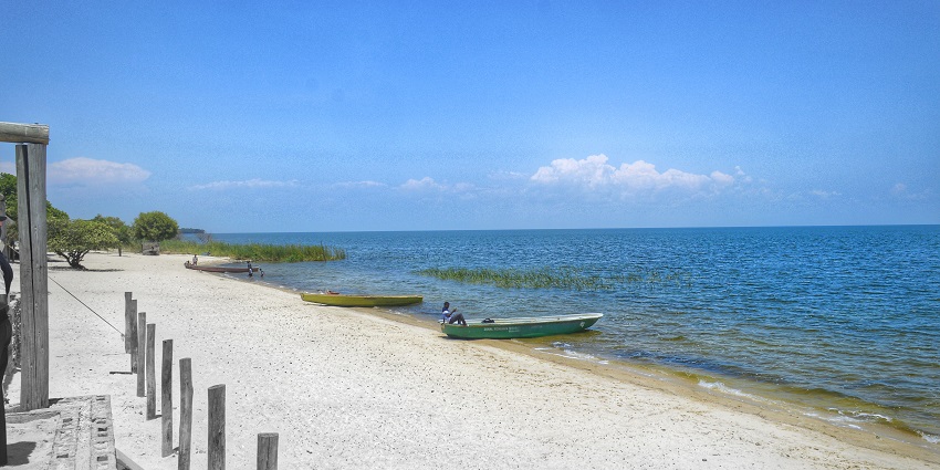 Boats at Samfya Beach in Lake Bangweulu in Northern Zambia