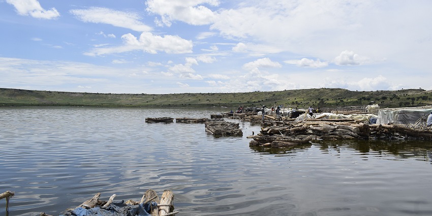 The picture of the shimmering water taken from the Lake Katwe Salt Crater in Uganda.