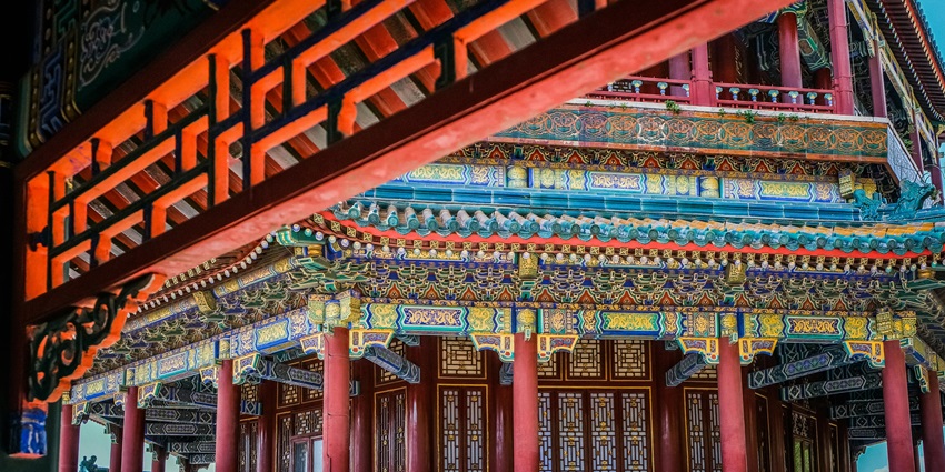 Intricate Chinese Architectural design Of A Colorful Temple