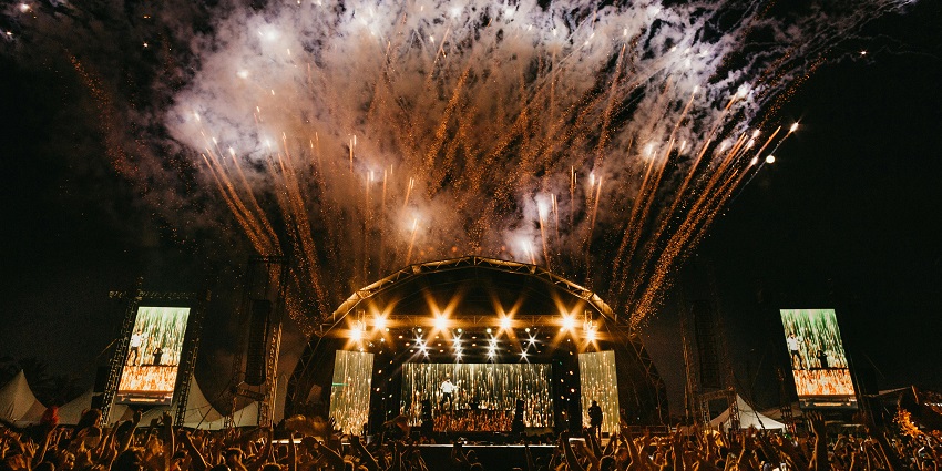 A view of live music performance at the Las Vegas Music Festival in an outdoor concert on stage