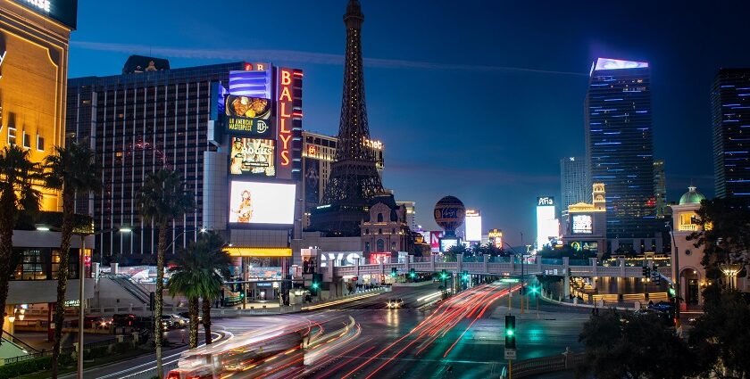 Image of light trails on the Road During Night Time - Explore Las Vegas Nightlife