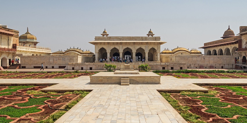 A serene view of Agra city captured from a fort location.