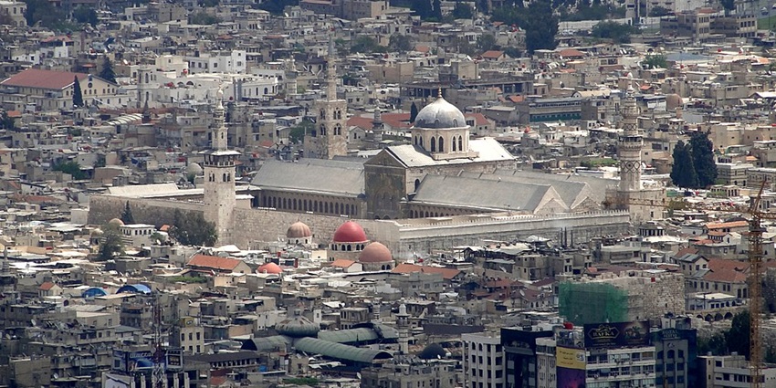 Aerie view of the mosque in between the city with historical significance