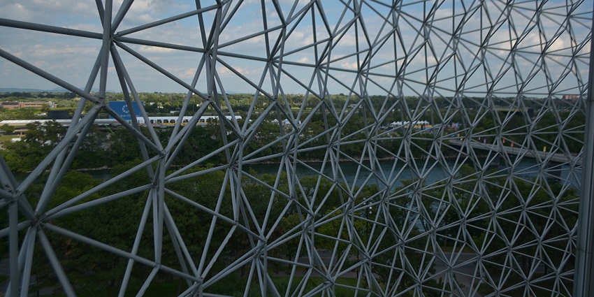 An image from inside the Biosphere Museum, with natural light
