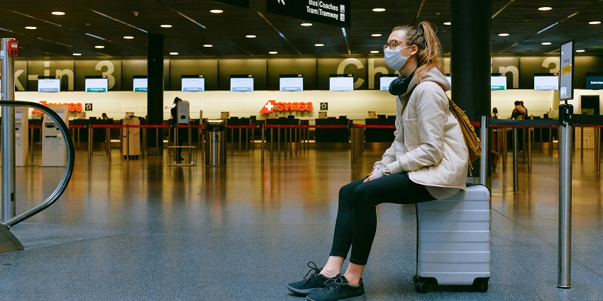 A view of a traveller waiting at Netaji Subhas Chandra Bose International Airport in Kolkata