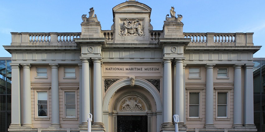 An image showing the grand facade of the National Maritime Museum, a historic landmark