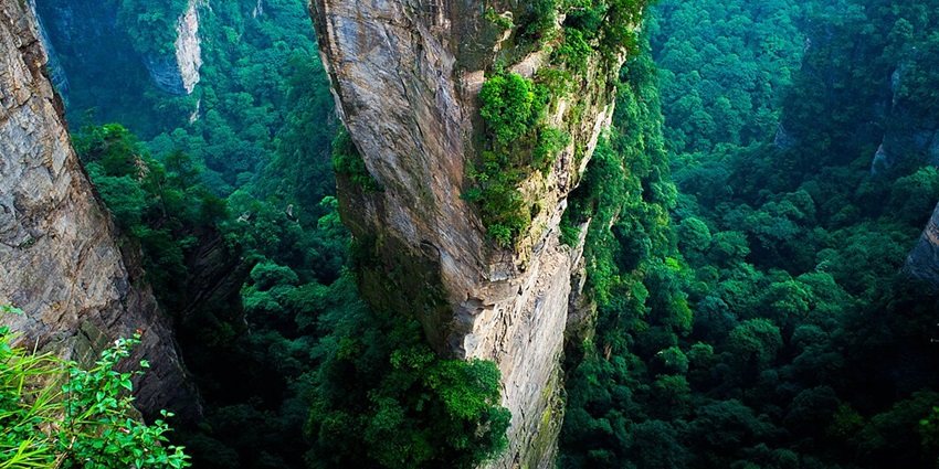 Picturesque view of Zhangjiajie National Forest Park with huge rocks surrounded by greenery