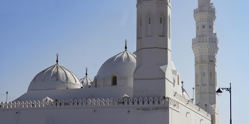 The Quba Mosque in Median, Saudi Arabia symbolises spirituality and architectural heritage.