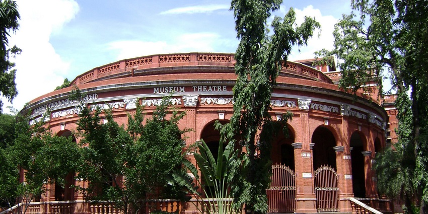National Art Gallery Chennai is a red stone structure situated in the Government Complex.
