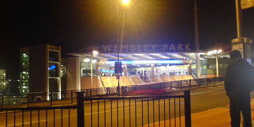 An Image of Wembley Park, illuminated at night; a place located near Wembley Waterfalls.