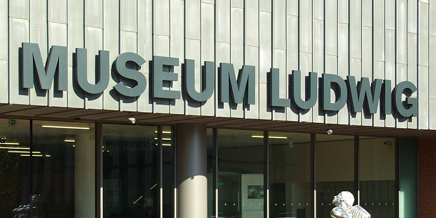 A picture of the interior of Ludwig Museum, a modern painting art gallery Budapest.