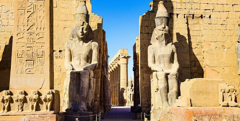 Entrance of Luxor Temple with its architecture during day time view