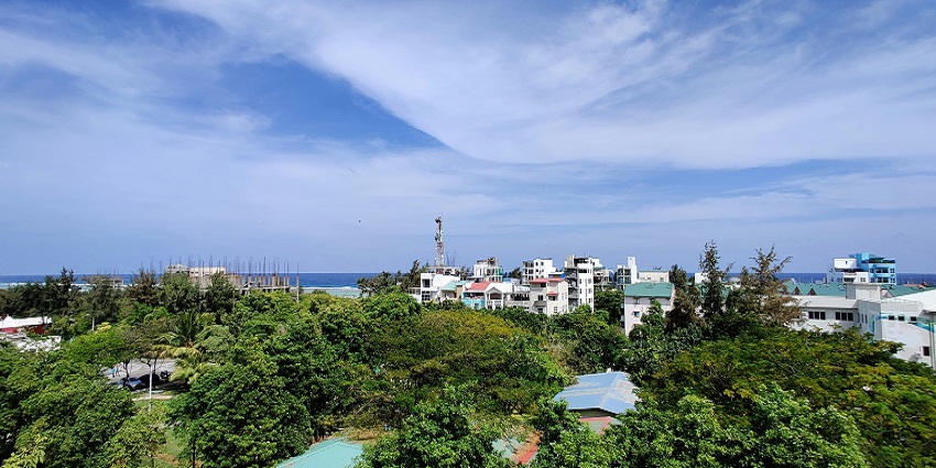 Aerial view of the Maldives, which is the cultural and economic hub of the country.