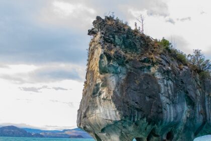 A picturesque view of the famous Marble Caves in Chile