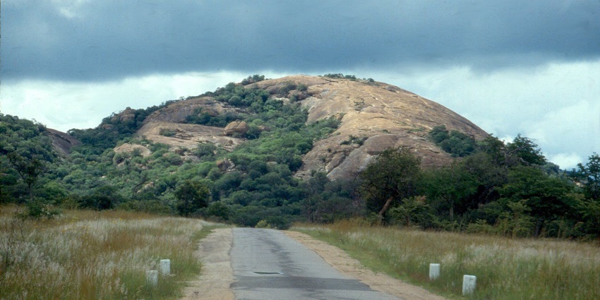 The picture of the rocky hills called kopjes on the way to the Matobo National Park, Zimbabwe.