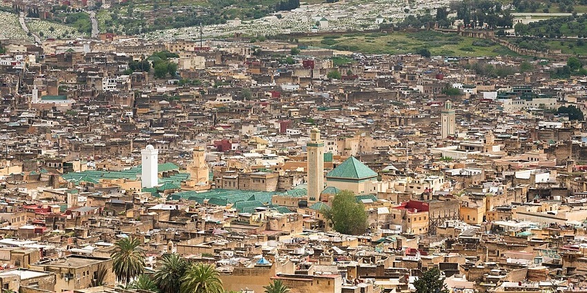 A glimpse of historic tombs offering scenic views of Fez and surrounding landscapes.