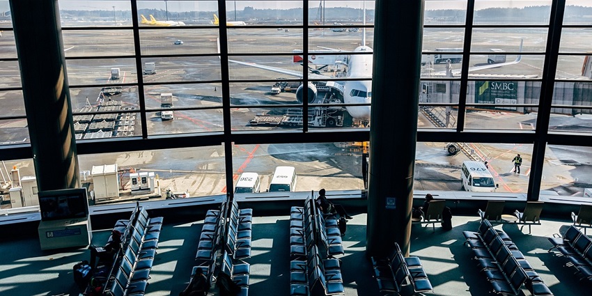 An image of the terminal area of an airport, which is similar to Mesquite Airport in Las Vegas