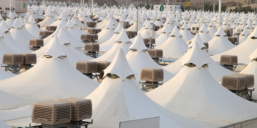 Sacred site where pilgrims gather for significant rituals during Hajj.