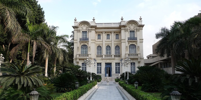 The entrance of Mohamed Mahmoud Khalil Museum is showcased with a marble pathway.