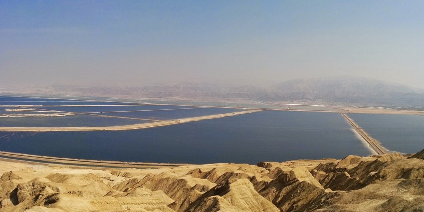 Salt mountain near the Dead Sea with dramatic, otherworldly formations.