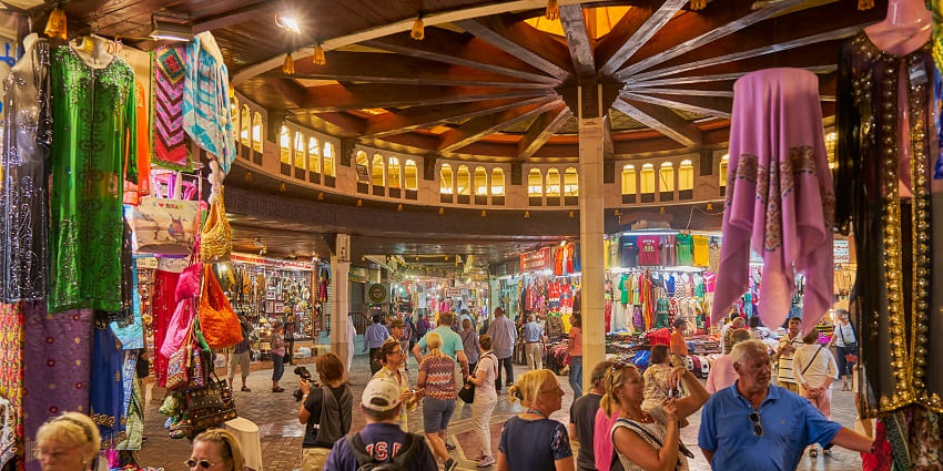 Historic Omani market offering traditional goods, spices, and souvenirs.