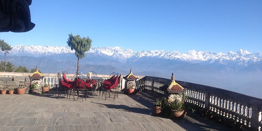 View of snow-capped Himalayan range from Nagarkot near Kathmandu in Nepal