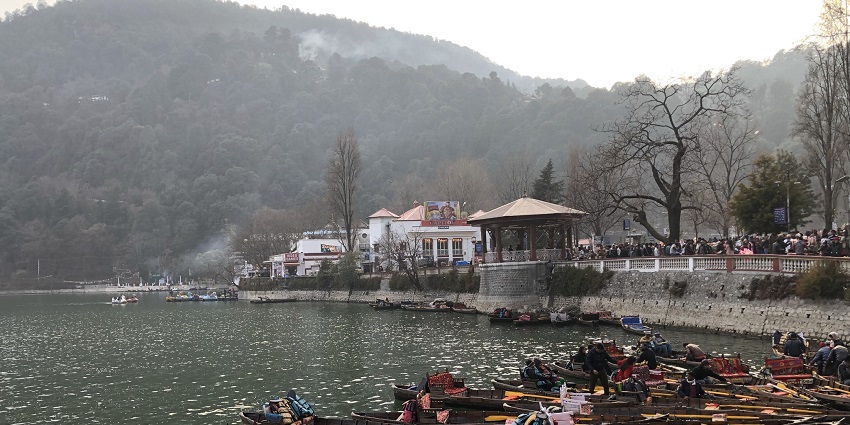 The amazing view of the lake of Nainital called Naini clicked during the day from Mall Road