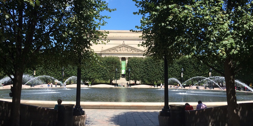 A picture of the art sculpture garden that has a mixture of art, nature and seasonal charm