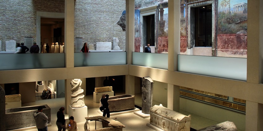  Inside the Neues Museum and people viewing people photographing the two galleries
