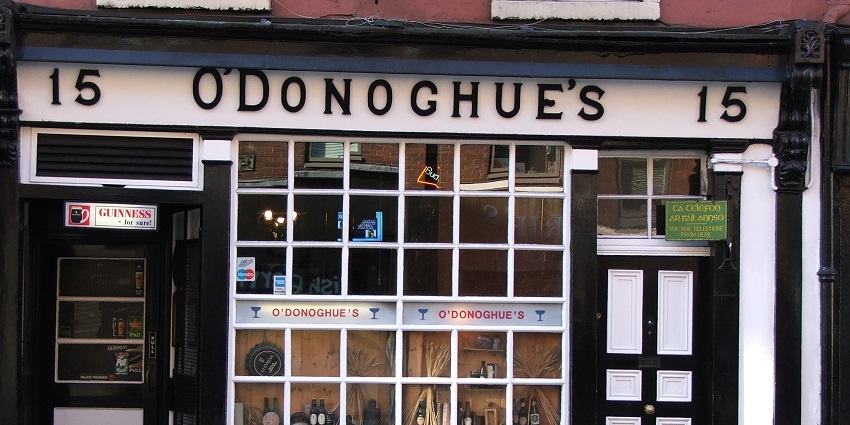 An image showing the exterior view of O'Donoghue's Pub displaying Dublin nightlife, Ireland, renowned for its charm.