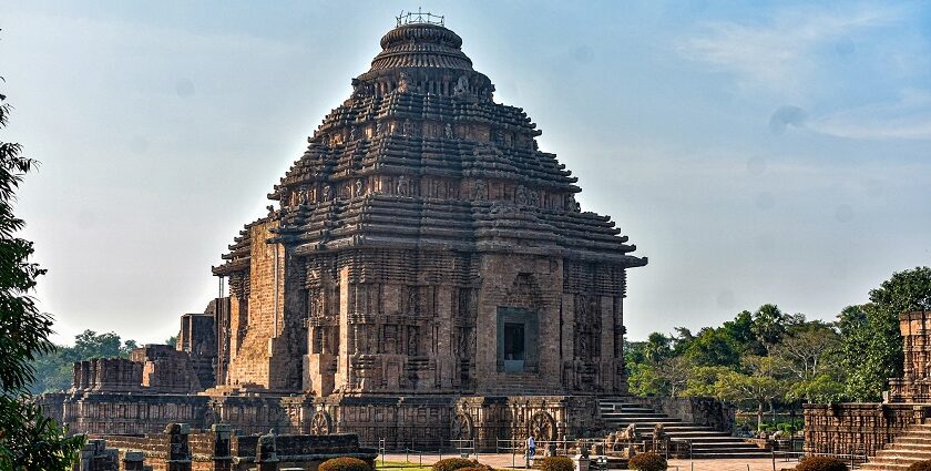 View of Konark Sun Temple, a UNESCO World Heritage Site showcasing architectural brilliance.